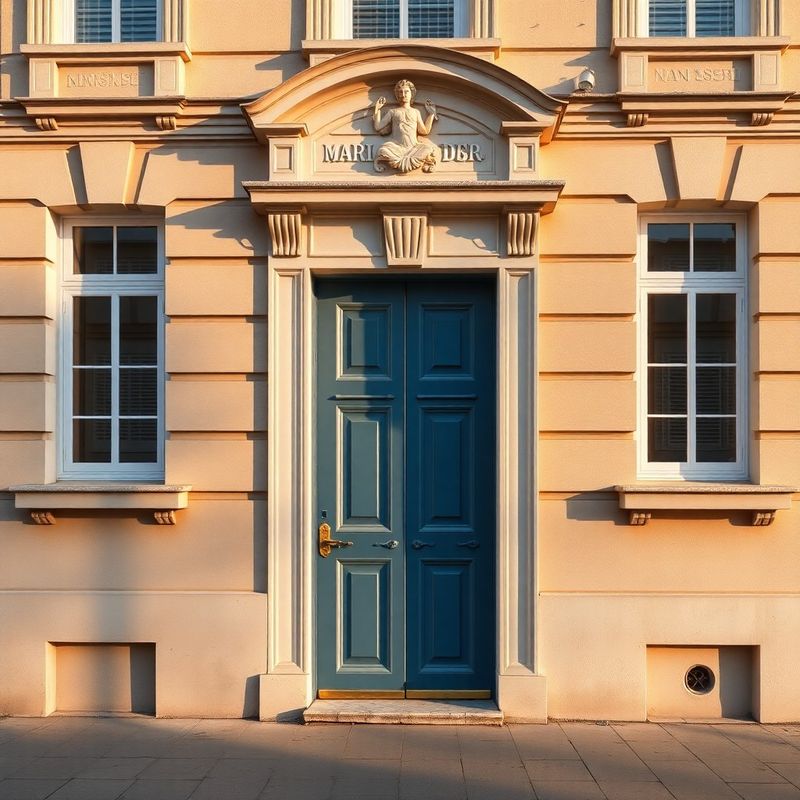 Fațada restaurată a clădirii StrategyBlueprint de pe Str. Memorandumului, Cluj-Napoca, cu ușa de intrare în albastru-cerneală